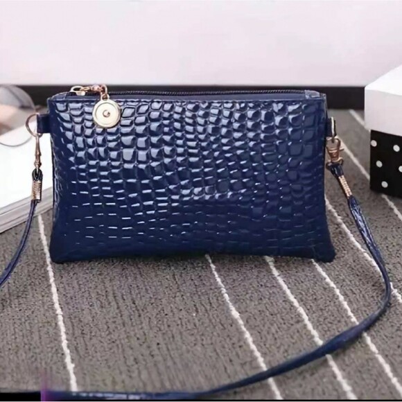 Navy blue crossbody bag faux snake skin purse - Picture 1 of 1
